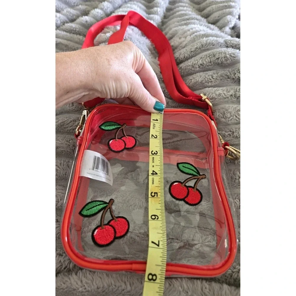 TARGET Art Class Girls' Clear with Red Embroidered Cherries Crossbody CUTE!